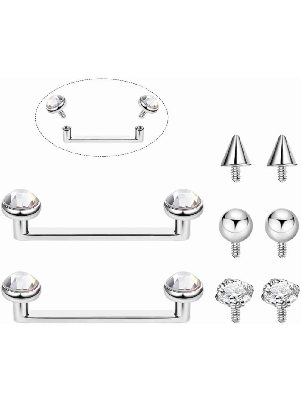 2PCS 14G Pure Titanium Flat Bar Piercing Jewelry - Hypoallergenic Body Jewelry